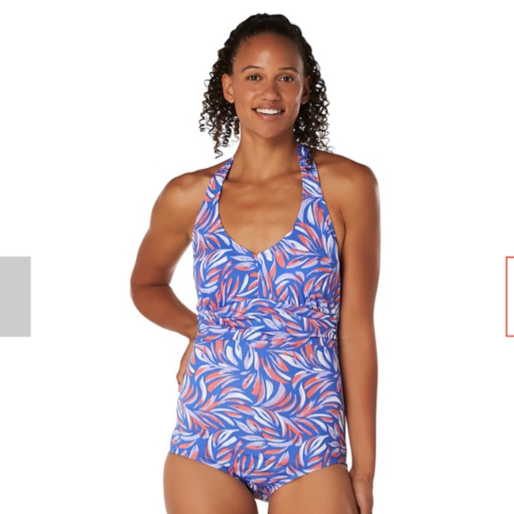 Speedo Dazzling BlueHalter One Piece Swimsuit Bathing Suit New With Tags!
